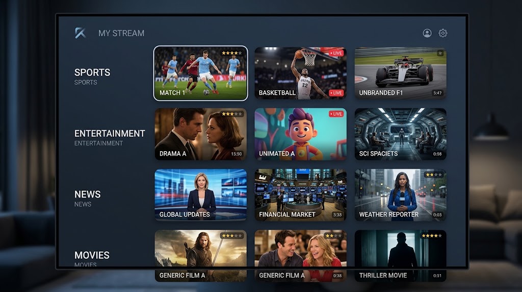 Comprehensive streaming menu interface
